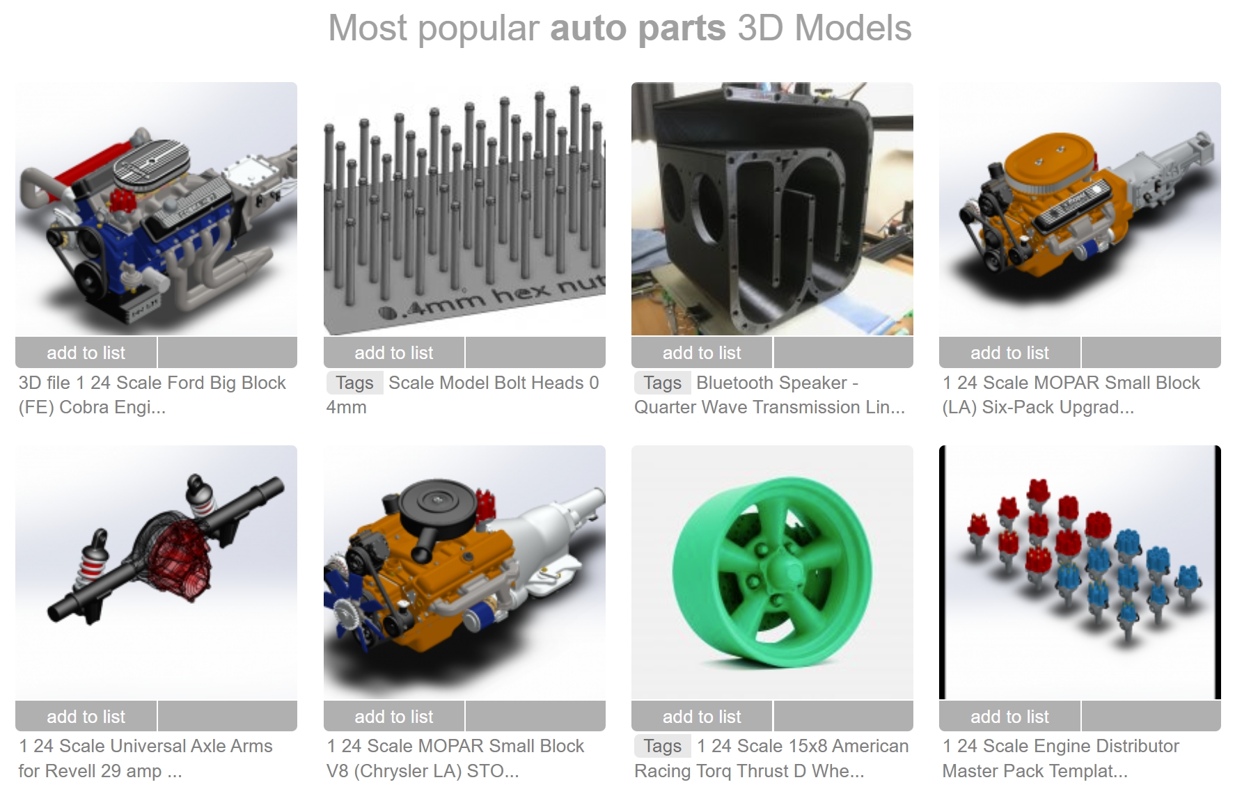 yeggi3D Printer Car Parts STL Files yeggi3D Printer Car Parts STL Files